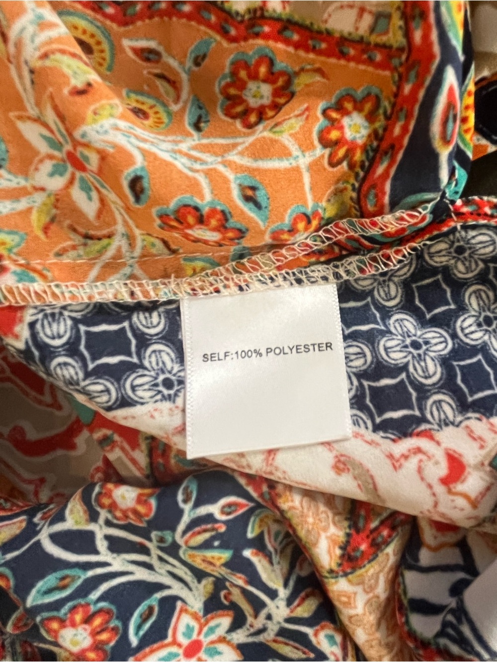 Rose & Olive  Orange Multi Patchwork Print Sleeveless Top Blouse S NWT - Picture 8 of 8